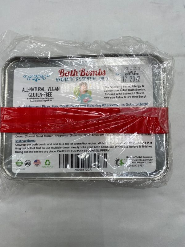 Photo 5 of Rejuvelle Bath Bomb Gift Set -6 All Natural Soothing Sinus, Allergy, And Congestion Relief Fizzies. Eucalyptus, Peppermint Essential Oils to Help You Breathe Easy! Enjoy a Moisturizing Fizzy Fun Bath. NEW 