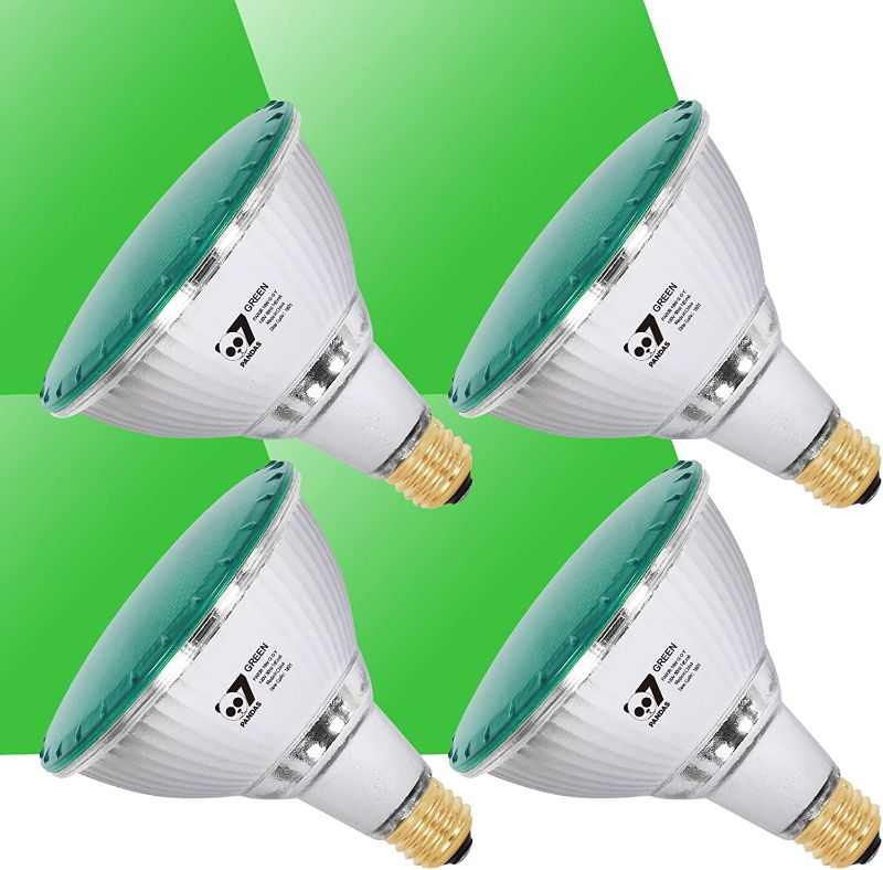 Photo 1 of 7Pandas Green LED Par38 Flood Light Bulbs, True Color Full Glass Outdoor Waterproof LED Lights, E26 Base (90W Halogen Equivalent), 1200 Lumen for Porch, Halloween, Christmas, Holiday Lighting, 4-Pack NEW