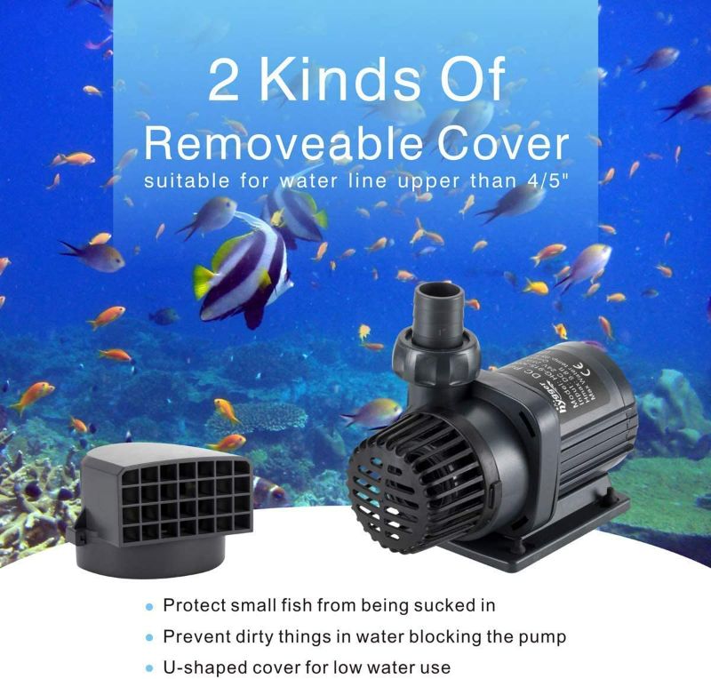 Photo 3 of Hygger 24V DC Water Pump Submersible Saltwater Aquarium Sump Pump with LCD Display Controller, waterfall 2120GPH