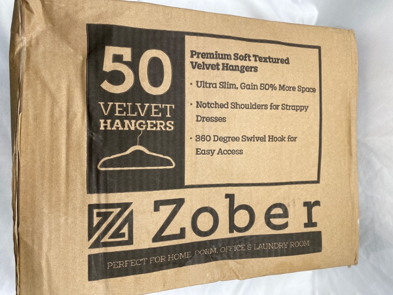 Photo 4 of Zober Premium Velvet Hangers - Non-Slip, Durable, Space Saving Clothes Hangers for Closet w/ 360 Degree Chrome Swivel Hook - Coat Hangers Hold up to 10 Lbs - 50 Pack NEW 