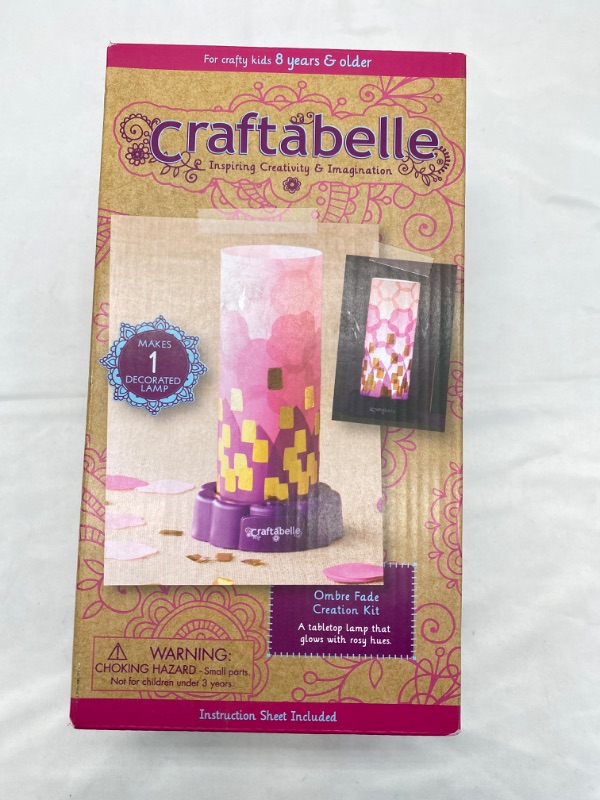 Photo 4 of Craftabelle – Ombre Fade Creation Kit – Lampshade Decorating Kit – 323pc LED Lamp Set with Fabric & Accessories – DIY Arts & Crafts for Kids Aged 8 Years + NEW 