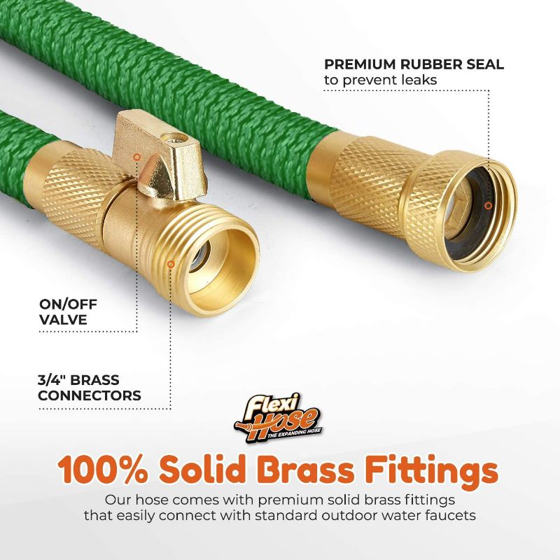 Photo 3 of GREEN MONSTAH 50ft Garden Hose Expandable Water Hose, Expanding Garden Pipe Solid Brass Fittings, Extra Strength Fabric, Lightweight Flexible Yard Hose for Watering NEW 