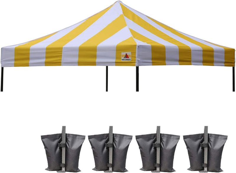 Photo 1 of ABCCANOPY Replacement Canopy Top for Pop Up Canopy Tent (Yellow Stripe) NEW 