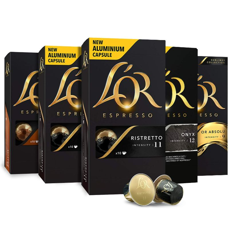Photo 1 of L'OR Espresso Capsules, 50 Count Intense Variety Pack, Single-Serve Aluminum Coffee Capsules Compatible with the L’OR BARISTA System & Nespresso Original Machines NEW 