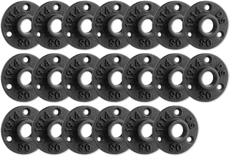 Photo 1 of 1/2" Floor Flange, Home TZH Malleable iron Pipe Fittings for Industrial vintage style, Flanges with Threaded Hole for DIY Project /Furniture/ Shelving Decoration (20 Pack) NEW 