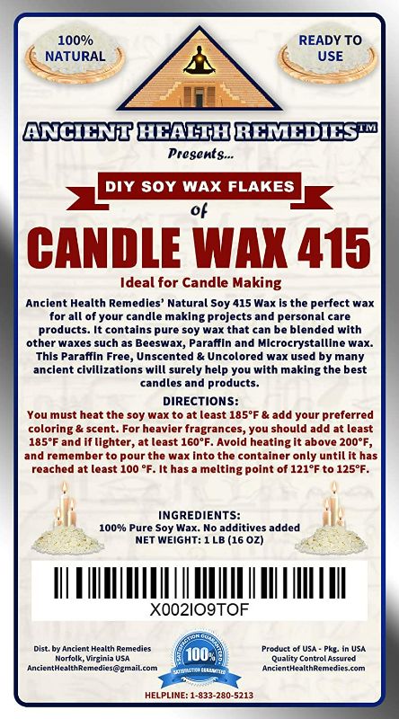 Photo 2 of All Natural, Golden Brands, Candle Making Soy Wax 415 Flakes Unscented, USA Made, for DIY Candle Making, Candle Projects, Kits, Supplies (USA) (1LB) NEW 