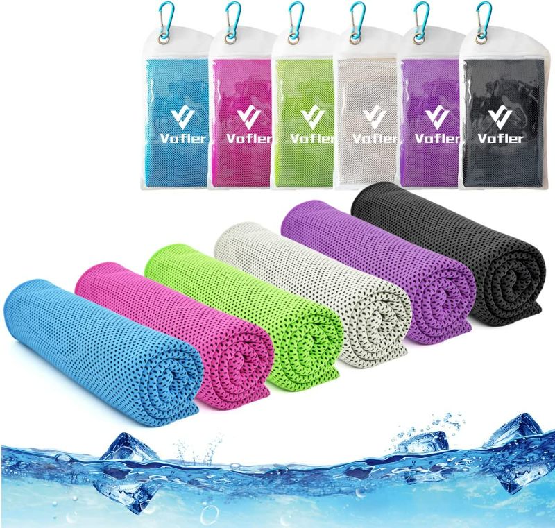 Photo 1 of Cooling Towel,Vofler [6 Pack] Cool Towels Microfiber Chilly Ice Cold Head Band Bandana Neck Wrap for Athlete Men Women Youth Kids Dogs Yoga Outdoor Golf Running Hiking Sports Camping Travel NEW