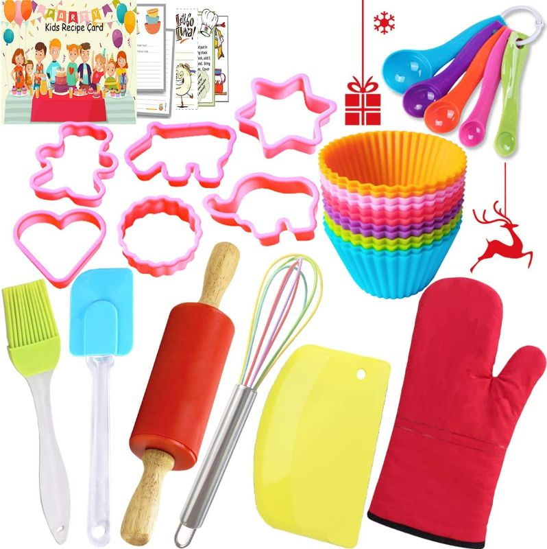 Photo 1 of Kids Baking Set Real Cooking Kit Supplies with Kids Apron, Chef Hat, Oven Mitt, Recipes and Kitchen Accessories Tools for Toddler Dress Up Kids Gift for Little Kids Gift NEW