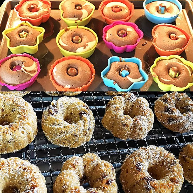 Photo 3 of To encounter 24Pack Silicone Molds, Nonstick  Silicone Donut Mold, Silicone Baking Cups, Silicone Donut Pan, Muffin, Jello, Bagel Pan, Oven- Microwave- Dishwasher Safe new