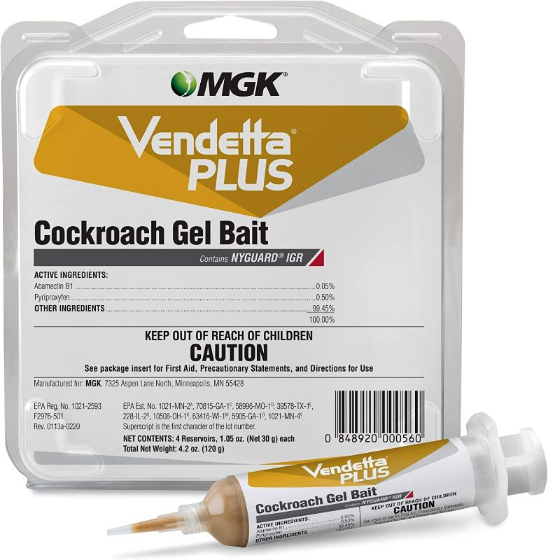 Photo 1 of MGK Vendetta Plus Cockroach Gel (4 Tubes) Bait & IGR Killer Paste Not for Sale to: California, 4 Oz NEW