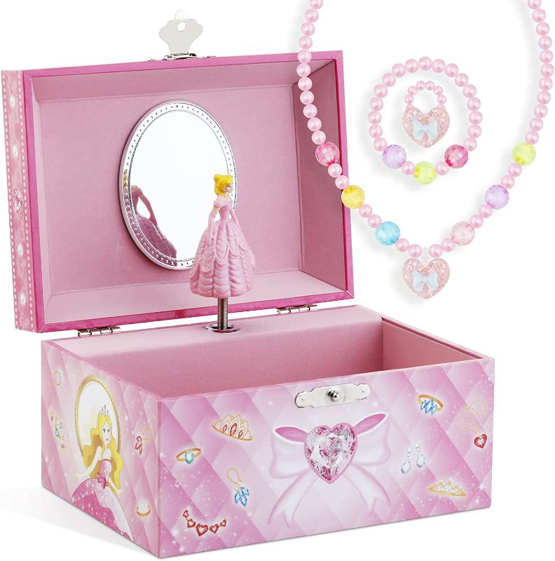 Photo 1 of RR ROUND RICH DESIGN Kids Musical Jewelry Box for Girls and Jewelry Set with Cute Princess Theme - Beautiful Dreamer Tune Pink NEW