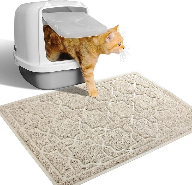 Photo 1 of Yimobra Cat Litter Mat,23.6x15.4 Mat with Litter Lock Mesh, Soft Durable Cat Litter Mat Litter Trapping Mat, Easy to Clean, Non-Slip, Water Resistant, Litter Free Floors, Beige NEW