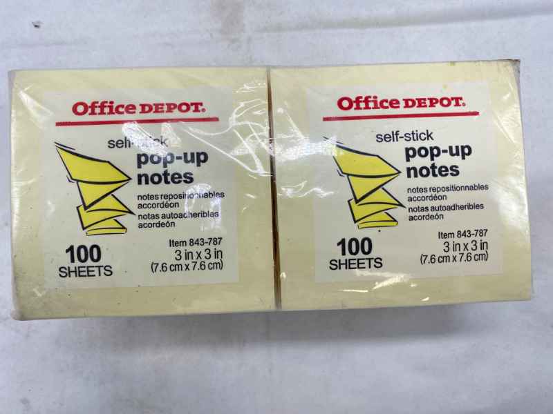 Photo 3 of Office Depot  Self Stick Pop-Up Notes, 3x3 in Sticky Notes, 12 Sticky Note Pads, NEW 