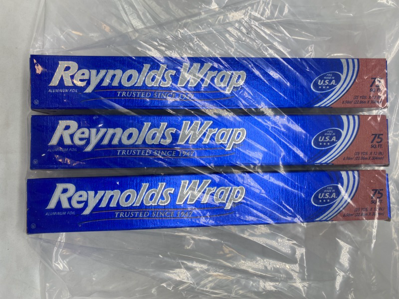 Photo 2 of Reynolds Wrap Aluminum Foil, 75 sq ft (Pack of 3) NEW