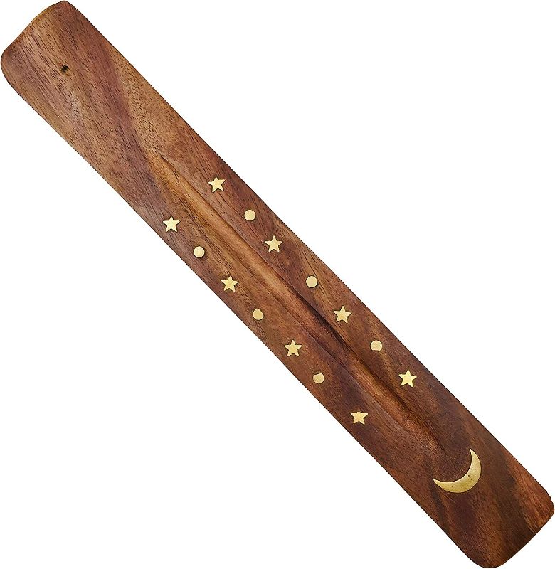 Photo 1 of 2 PCS Moon and Stars Incense Holder - Wooden Ash Catcher with Celestial Design for Single Incense Sticks - Meditation Accessories, Spiritual Decor, Home Fragrance, Room Decor NEW