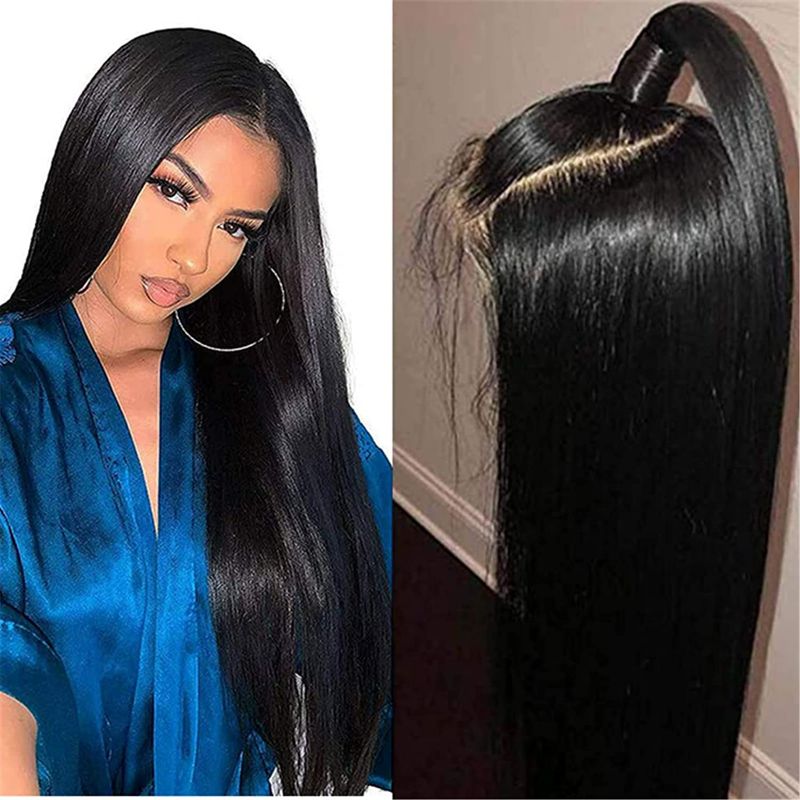 Photo 1 of 20 Inch Headband Wig Straight Human Hair Wigs for Black Women MISSJAY Brazilian Lace Front Wigs Human Hair Lace Closure Wigs Pre Plucked Natural Hairline with Baby Hair Natural Black NEW 
