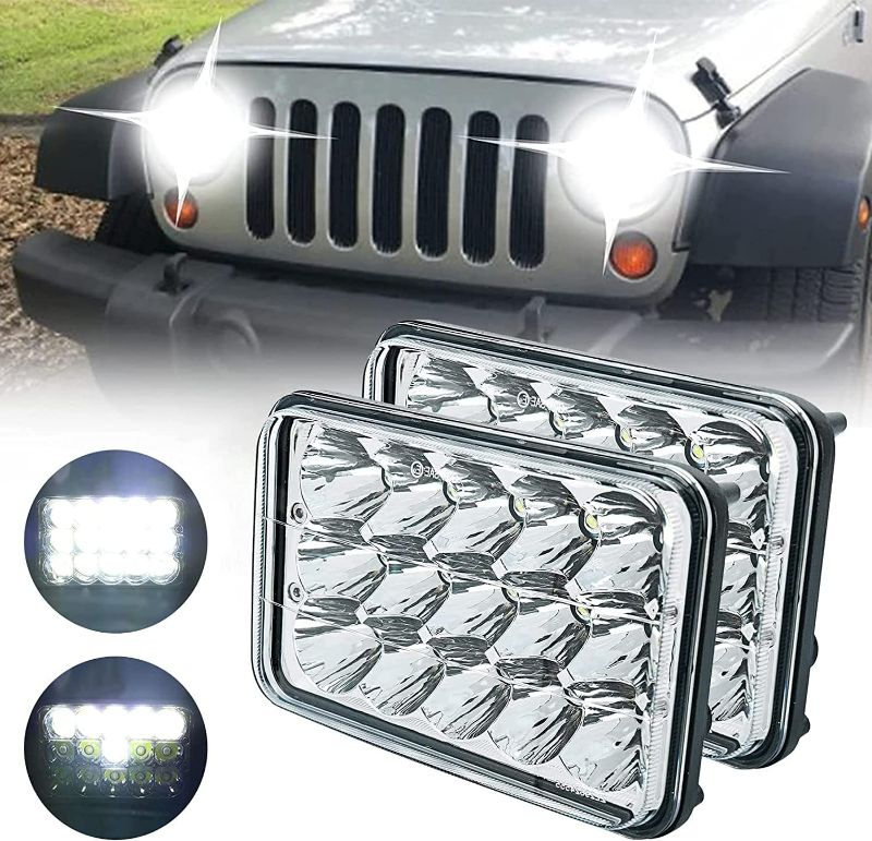 Photo 2 of 2pcs 4x6 inch 90W LED Light Bulbs Crystal Clear Headlights Rectangular Replacement Sealed Beam Headlamps NEW