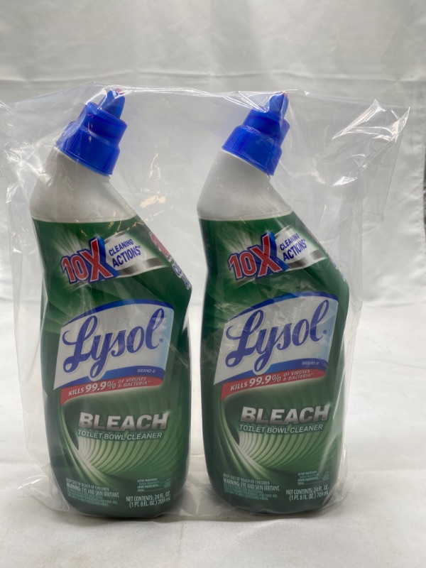 Photo 2 of Lysol Complete Clean Toilet Bowl Cleaner with Bleach, 24 Ounce (Pack of 2) NEW 