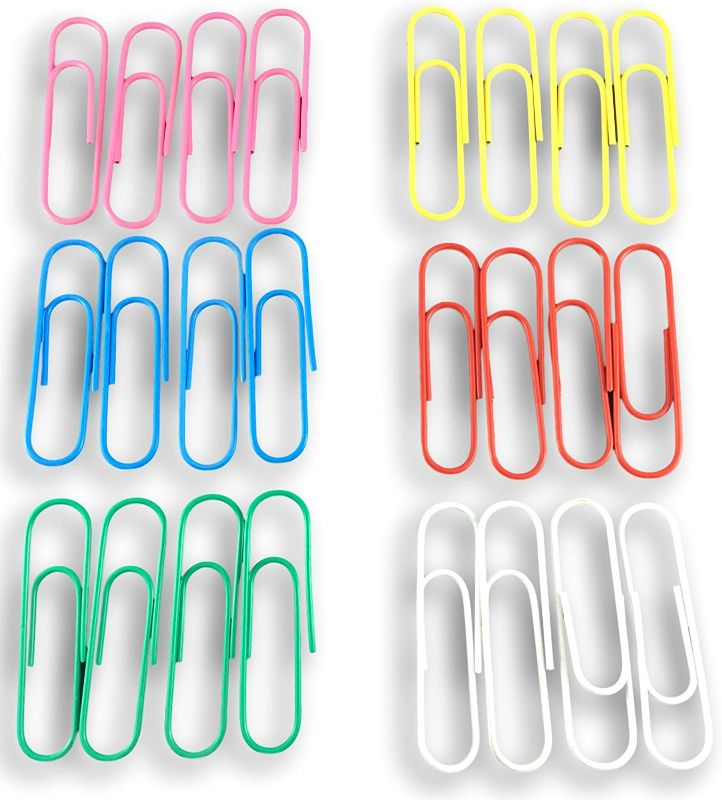 Photo 1 of (2 Pack) Butler in the Home 4" Inch Mega Large Jumbo Giant Big Colored Paper Clips Massive Mega 24 Pack 100mm (Blue, Yellow, Green, White, Red, Pink) NEW