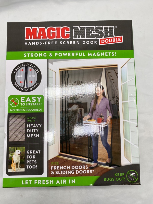 Photo 2 of Magic Mesh Double Door- Hands Free Magnetic Screen Door, Fits French & Sliding Doors 75 in x 83 in NEW 