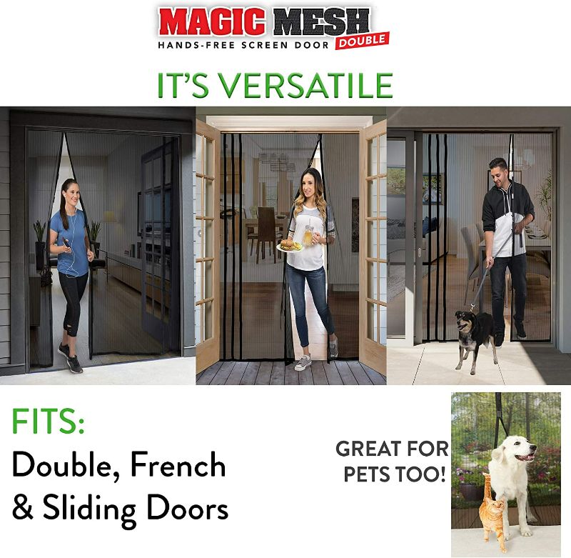 Photo 1 of Magic Mesh Double Door- Hands Free Magnetic Screen Door, Fits French & Sliding Doors 75 in x 83 in NEW 