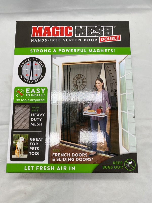 Photo 3 of Magic Mesh Double Door- Hands Free Magnetic Screen Door, Fits French & Sliding Doors 75 in x 83 in NEW 