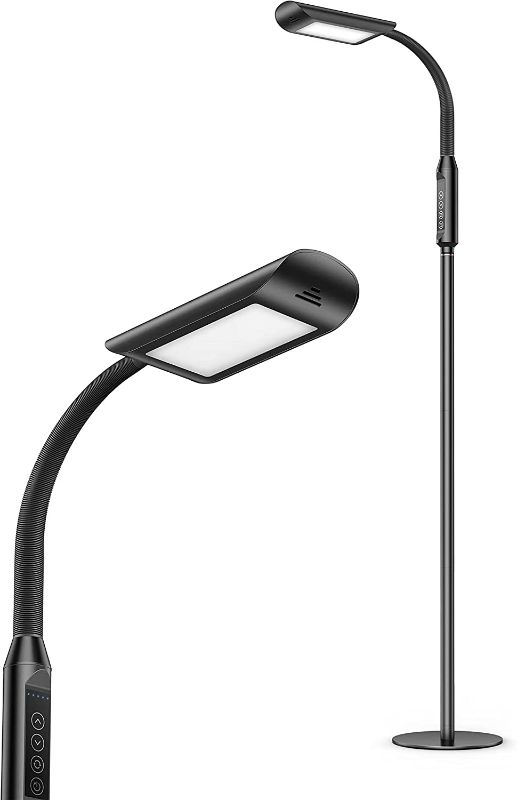 Photo 1 of Floor Lamp, Reading LED Standing Floor Lamp, Dimmable Light, Tall Flexible Gooseneck, Adjustable, Touch Control Panel for Office Living Room, 12W, Black NEW 