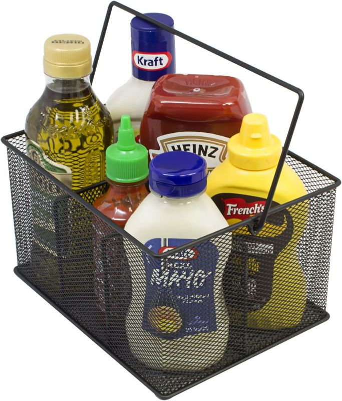 Photo 2 of Sorbus® Utensil Caddy — Silverware, Napkin Holder, and Condiment Organizer — Multi-Purpose Steel Mesh Caddy—Ideal for Kitchen, Dining, Entertaining, Tailgating, Picnics, and Much More (Black) NEW