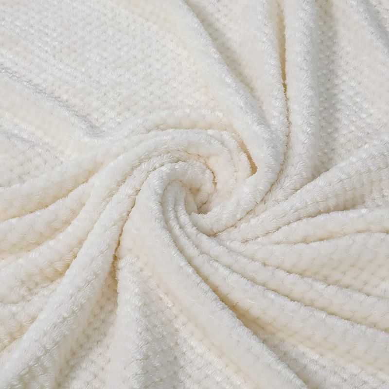 Photo 1 of Exclusivo Mezcla Waffle Textured Soft Fleece Blanket, Large Throw Blanket(White, 50 x 70 inches)- Cozy, Warm and Lightweight NEW
