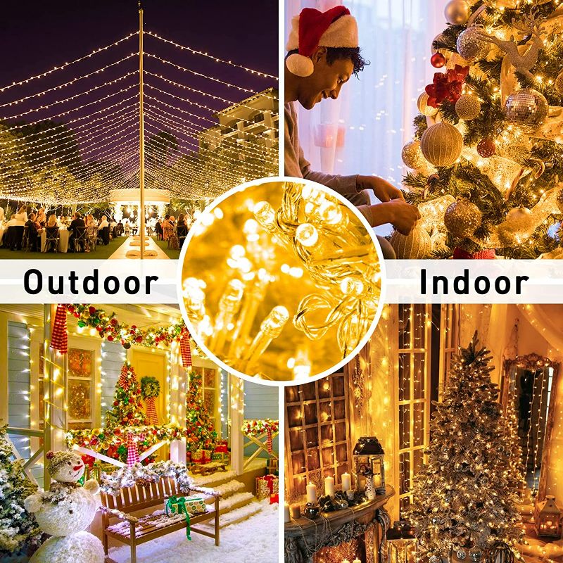 Photo 2 of EXSUSS 168FT 600 LED Christmas Lights Outdoor Waterproof 8 Modes Christmas String Lights Multicolor Christmas Tree Lights Indoor Plug in Party Holiday Christmas Decorations NEW