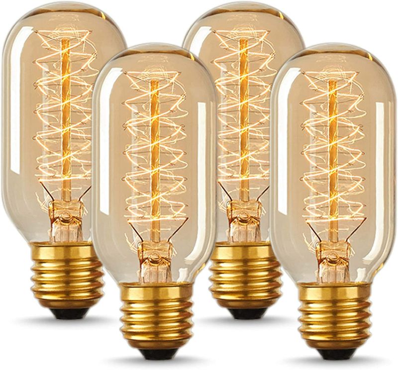 Photo 1 of Edison Bulbs, DORESshop Vintage Edison Light Bulbs 40 Watt, Incandescent Light Bulbs, T45, 110-130 Volts, E26/E27 Base Dimmable Decorative Antique Filament Light Bulbs, Amber Glass, Warm White, 4 Pack  NEW 