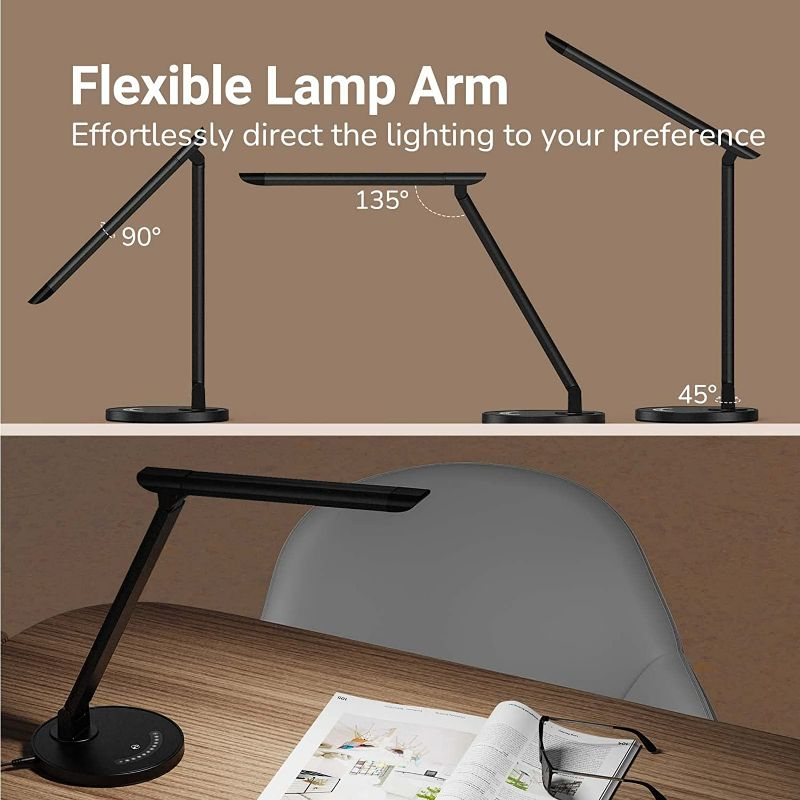 Photo 2 of LED Desk Lamp, Eye-Caring Table Lamp with USB Charging Port, Brightness Levels, Touch Control, NEW 