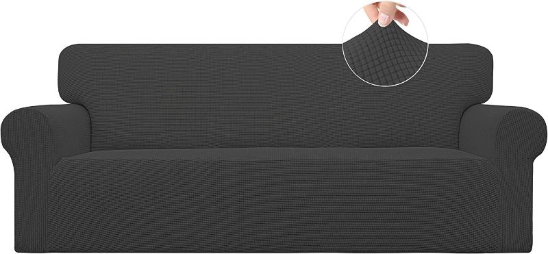 Photo 1 of Easy-Going Stretch Oversized Sofa Slipcover 1-Piece Sofa Cover Furniture Protector Couch Soft with Elastic Bottom for Kids, Polyester Spandex Jacquard Fabric Small Checks Dark Gray NEW