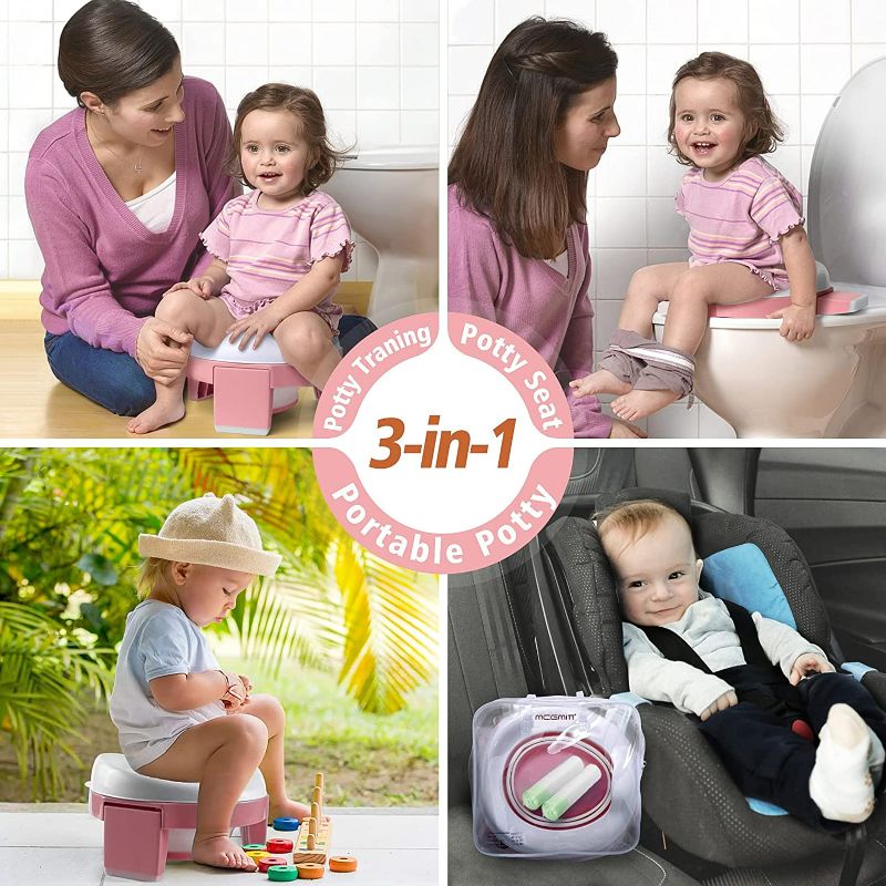 Photo 2 of MCGMITT Portable Potty Seat for Kids Travel - Foldable Training Toilet Chair for Toddler Girls with Storage Bags, Potty Training Toilet for Outdoor and Indoor Easy to Clean(Pink) NEW 