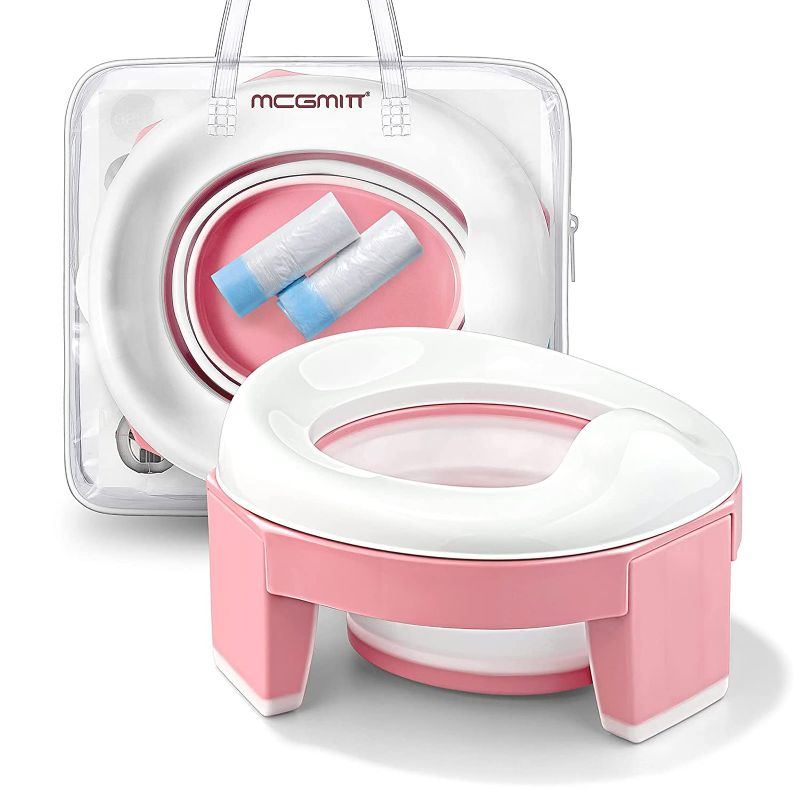 Photo 1 of MCGMITT Portable Potty Seat for Kids Travel - Foldable Training Toilet Chair for Toddler Girls with Storage Bags, Potty Training Toilet for Outdoor and Indoor Easy to Clean(Pink) NEW 
