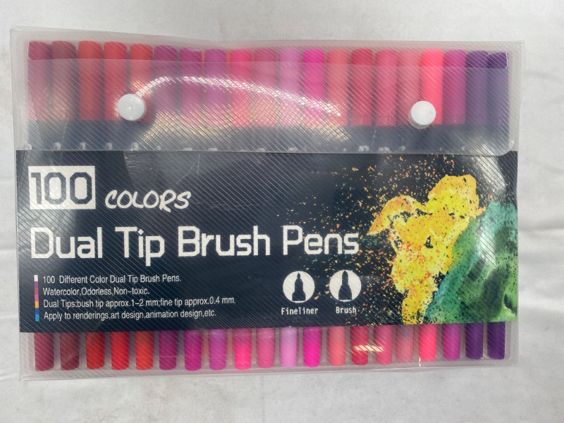 Photo 3 of 100 Colors Dual Tip Brush Pens with Fine Tip and Brush Tip for Coloring and Calligraphy Drawing NEW 