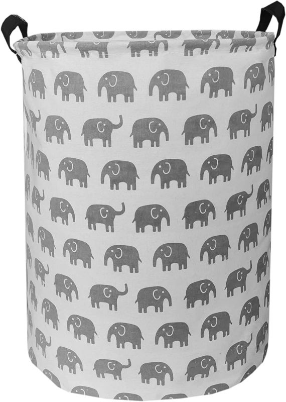 Photo 1 of LEELI Laundry Hamper with Handles Collapsible Canvas Laundry Basket,Waterproof Storage Basket Home Organizer for Nursery,Clothes,Toys,Baby Hamper19.7×15.7(grey elephant) NEW 