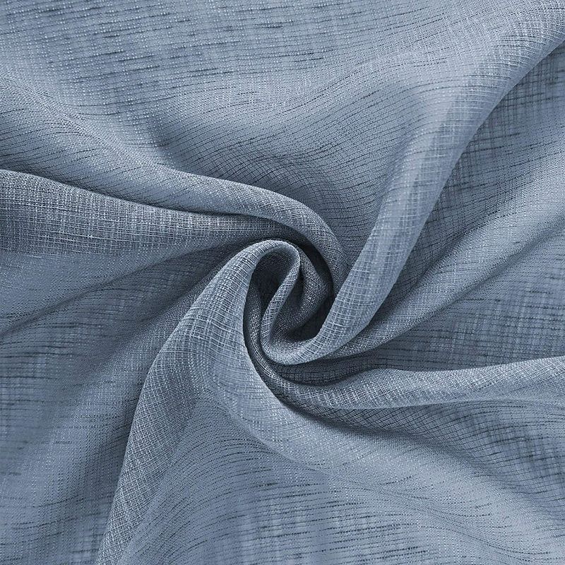 Photo 3 of KOUFALL Dusty Blue Semi Sheer Curtains 84 Inch Length for Living Room Set 2 Panels Rod Pocket Window Coverings Faux Linen Drapes Textured Dusty Blue Curtains for Bedroom Decor 52x84 Long Grey Blue NEW