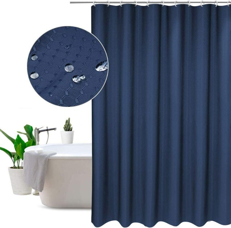 Photo 1 of EurCross Waffle Weave Blue Shower Curtain72 x 84inch Long, Water Repellent Heavy Weighted Fabric Bathroom Shower Curtains fit Home Hotel Decoration 6ft x 7ft Drop NEW 