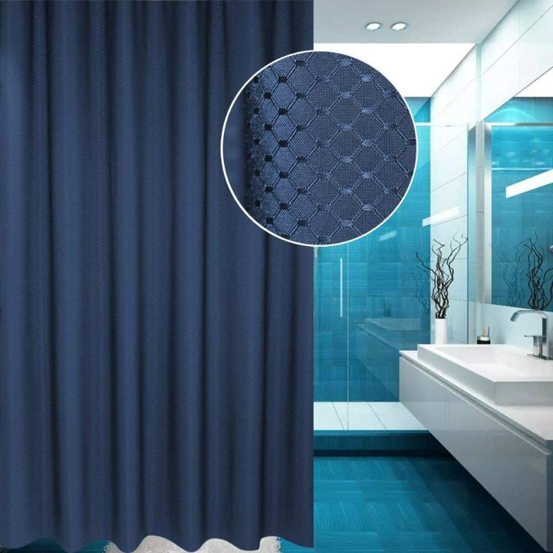 Photo 2 of EurCross Waffle Weave Blue Shower Curtain72 x 84inch Long, Water Repellent Heavy Weighted Fabric Bathroom Shower Curtains fit Home Hotel Decoration 6ft x 7ft Drop NEW 