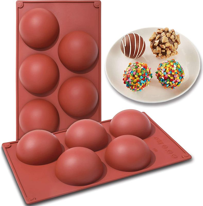 Photo 1 of 5-Cavity Large Semi Sphere Silicone Mold 4pcs Cocoa Chocolate Bombs Molds for Chocolate, Candy, Cake, Jelly, Mousse Making NEW 