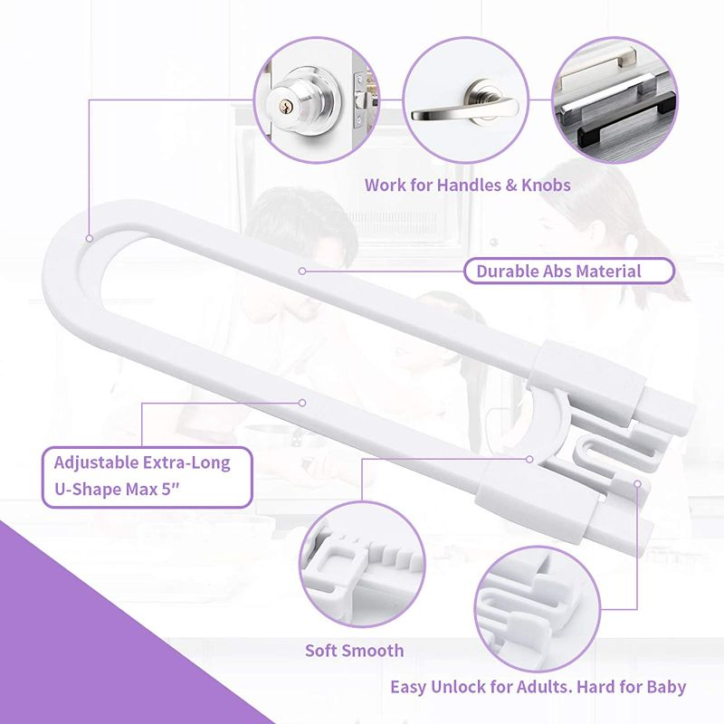 Photo 2 of Baby Safety Locks for Cabinets-GRANDOTO Sliding Cabinet Locks for Babies & Childproof Safe Latches & Child Proofing Lock of Drawer,Wardrobe,Fridge,Bathroom,Kitchen,Cupboard Door Handle (White 12P) NEW