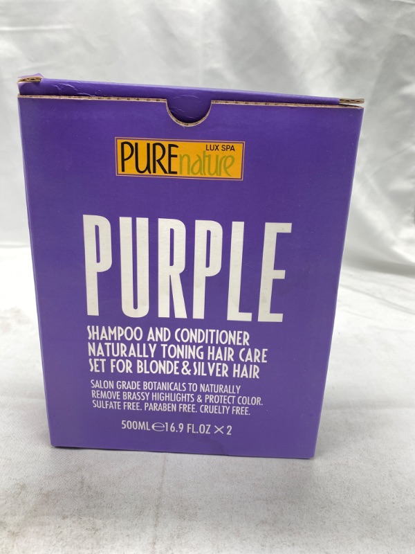 Photo 2 of Purple Shampoo and Conditioner Set - No, Orange, Yellow or Brassy Tones - Best Toner Treatment for Brassiness - Blonde, Grey, Bleached or Silver Hair - Sulfate Free NEW