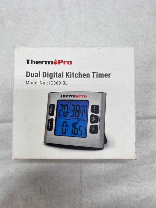 Photo 3 of ThermoPro TM02 Digital Kitchen Timer with Dual Countdown Stop Watches Timer/Magnetic Timer Clock with Adjustable Loud Alarm and Backlight LCD Big Digits/ 24 Hour Digital Timer for Kids Teachers New