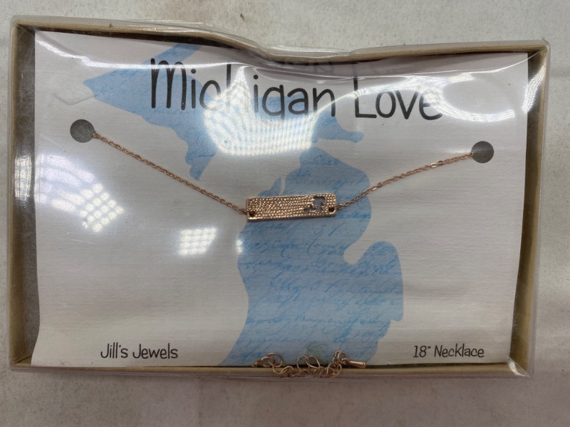 Photo 1 of Rose Gold Michigan Bar Cutout Necklace 18" New