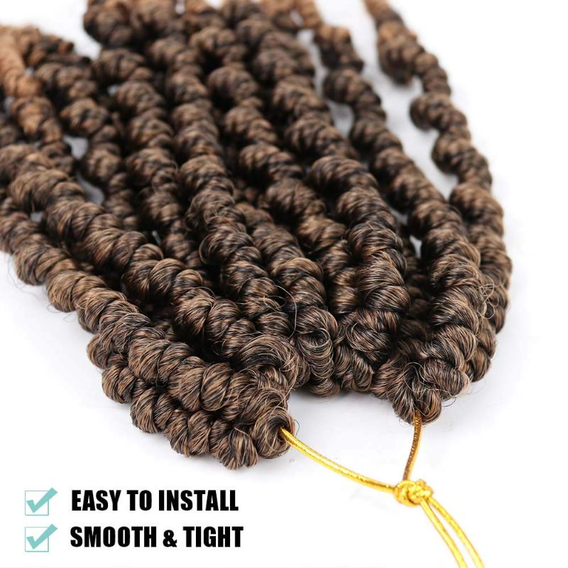 Photo 2 of 3 Packs Short Curly Pre-twisted Spring Twist Crochet Hair 8Inch Bomb Braids Pre-Twisted Passion Twist Black Bob Spring Twist Braiding Hair Extensions for Black Women?T1B/27#?NEW