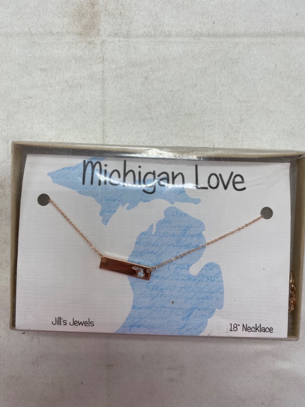 Photo 1 of Rose Gold Michigan  Bar Cutout Necklace 18" NEW 