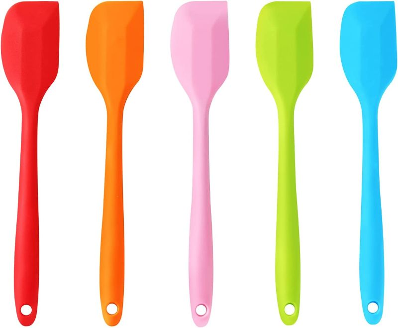 Photo 1 of (Pack of 2) Silicone Spatulas Set of 5 - Heat Resistant Flexible Spatula 450F with Stainless Steel Core FDA Grade Premium Scraper Baking Mixing Tool Kitchen Large, Dishwasher Safe (Small) NEW 