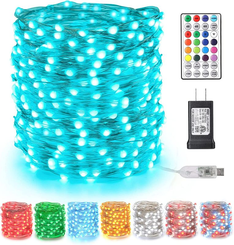 Photo 1 of Brizled Color Changing Fairy Lights, 66ft 200 LED Christmas Fairy Lights with Remote, USB + Adapter Plugin Fairy Lights Indoor Christmas Twinkle Lights Silver Wire for Halloween Xmas Bedroom Wedding NEW