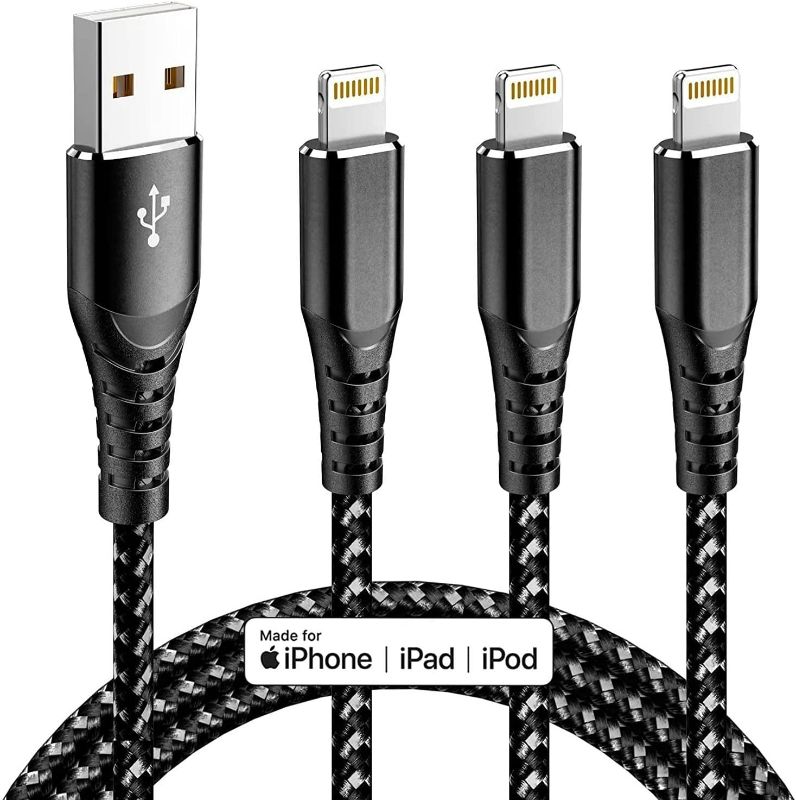 Photo 1 of MFi Certified iPhone Charger Lightning Cable 3 Pack 6ft Nylon Braided Cable iPhone Charger Fast Charging Cord Compatible with iPhone 14 13 12 11 Pro Max XR XS X 8 7 6 Plus SE and More NEW